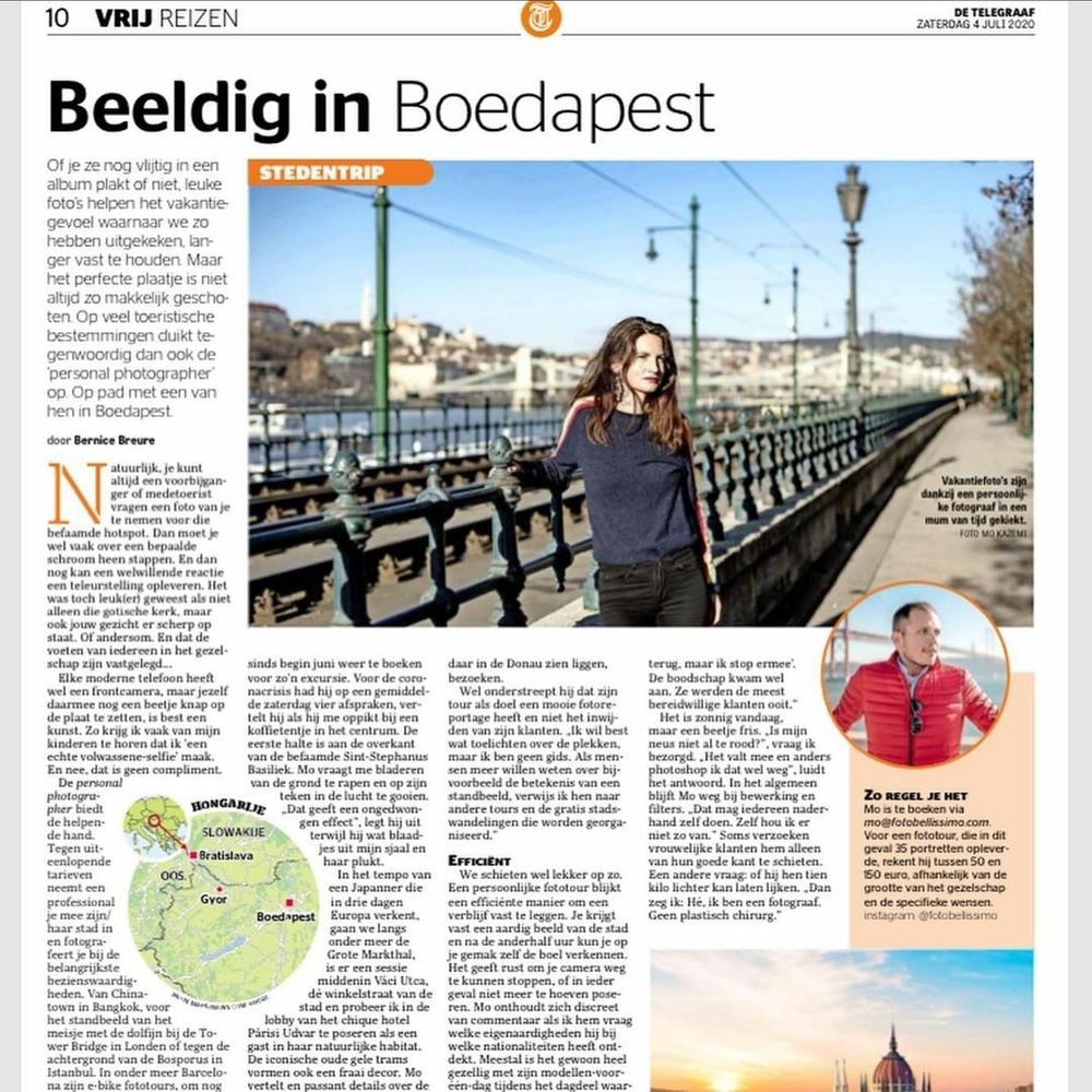 Telegraaf Netherlands feature about Foto Bellissimo Budapest photo shoot sessions